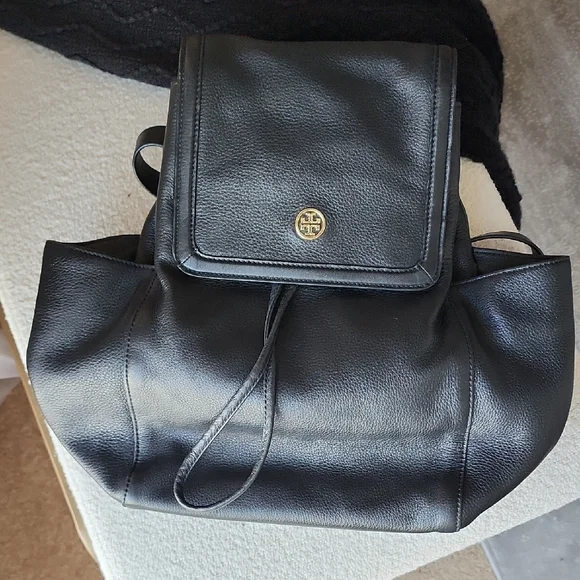 Tory Burch Black Leather Backpack - Picture 1 of 8